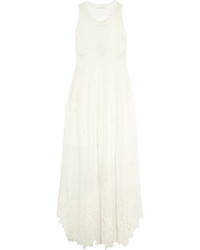 White Embroidered Lace Maxi Dress