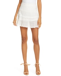 White Embroidered Lace Mini Skirt