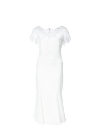 Marchesa Lace Neck Fitted Dress