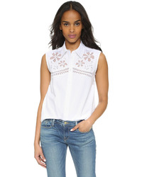 White Embroidered Lace Shirt