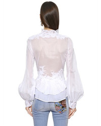 Ermanno Scervino Lace Embroidered Cotton Voile Shirt