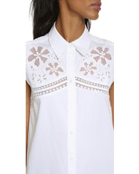 Equipment Reese Sleeveless Floral Embroidered Shirt