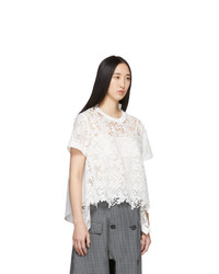 Sacai White Embroidered Lace Top