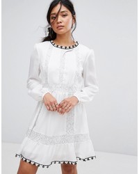White Embroidered Lace Swing Dress