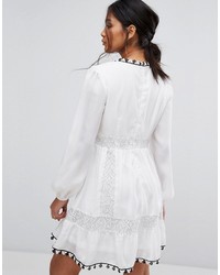 Boohoo Lace Insert Embroidered Swing Dress