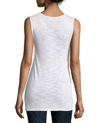 Neiman Marcus Embroidered Lace Up Tank White