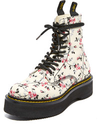 White Embroidered Leather Boots