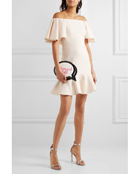 Sophia Webster Speech Bubble Embroidered Leather Clutch White