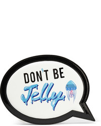 Sophia Webster Speech Bubble Embroidered Leather Clutch White