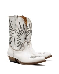 Golden Goose Deluxe Brand White Wish Star Leather Cowboy Boots
