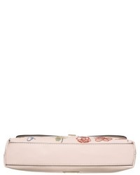 Topshop Floral Embroidered Faux Leather Crossbody Bag Ivory