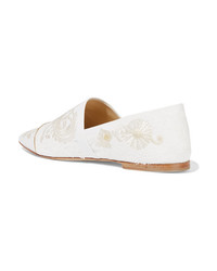 Etro Ed Embroidered Leather Point Toe Flats
