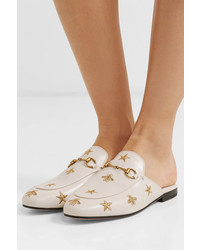 Gucci Princetown Horsebit Detailed Embroidered Leather Slippers