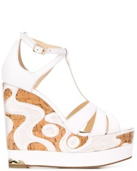 White Embroidered Leather Sandals