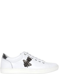 Dolce & Gabbana Bee Embroidered Leather London Sneakers