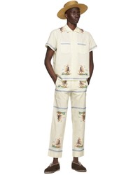 Bode Off White Limited Edition Sailboat Side Tie Trousers