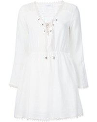 White Embroidered Linen Dress