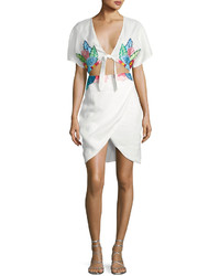 6 Shore Road Embroidered Flora Linen Coverup Dress