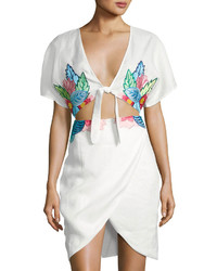 6 Shore Road Embroidered Flora Linen Coverup Dress