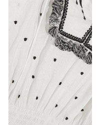Zimmermann Divinity Tassel Trimmed Embroidered Linen Midi Dress White
