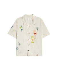 Story Mfg. Greetings Short Sleeve Button Up Organic Cotton Linen Shirt