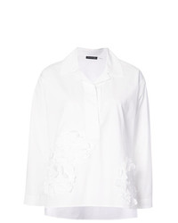 Josie Natori 3d Floral Embroidery Shirt