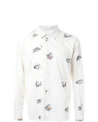 White Embroidered Long Sleeve Shirt