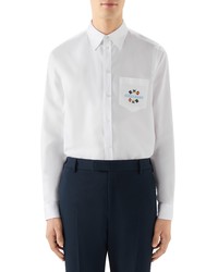 Gucci Band Embroidered Cotton Button Up Shirt