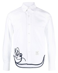 Thom Browne Embroidered Anchor Cotton Shirt