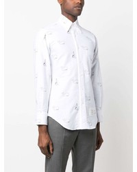 Thom Browne Embroidered Whale Pattern Shirt