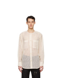Andersson Bell Off White Collarless Embroidered Shirt