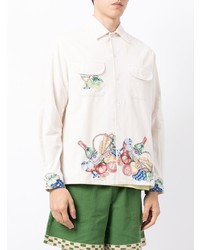 Bode Sketch Style Embroidered Shirt