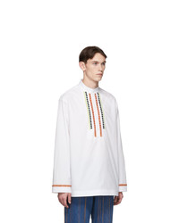 Valentino White And Multicolor Embroidered Shirt