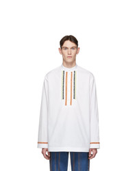 Valentino White And Multicolor Embroidered Shirt