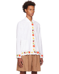 Sky High Farm Workwear White Embroidered Fruits Shirt