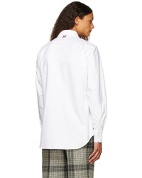 Thom Browne White Oxford Hairline Embroidery Classic Shirt
