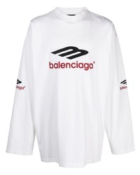 Balenciaga Logo Embroidered Cotton T Shirt