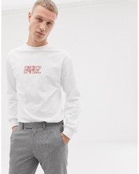 Parlez Long Sleeve T Shirt With Embroidered Crossover Chest Logo In White