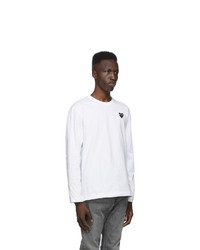Comme Des Garcons Play White And Black Heart Long Sleeve T Shirt