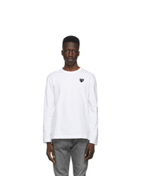 Comme Des Garcons Play White And Black Heart Long Sleeve T Shirt