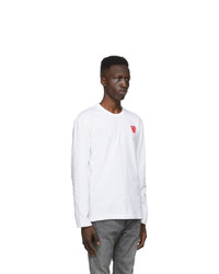 Comme Des Garcons Play White Layered Double Heart Long Sleeve T Shirt