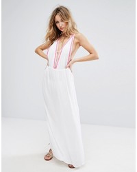 Liquorish Embroidered Beach Maxi Dress With Embroidered Hem And Coin Trim
