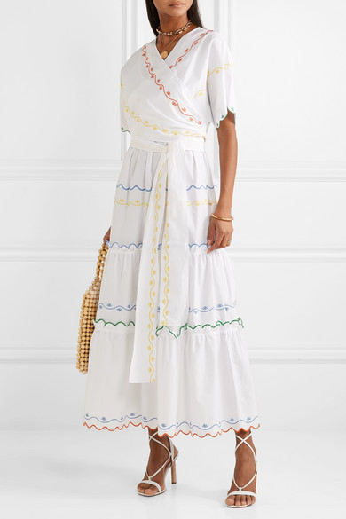 tory burch embroidered wrap dress