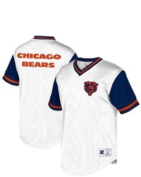 Mitchell & Ness Whitenavy Chicago Bears Historic Logo Mesh V Neck T Shirt