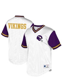 Mitchell & Ness Whitepurple Minnesota Vikings Historic Logo Mesh V Neck T Shirt