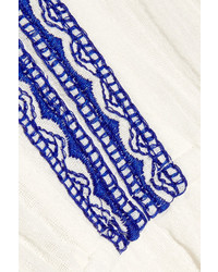 Sea Crochet Trimmed Embroidered Cotton Gauze Midi Dress Ivory