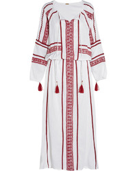 Dodo Bar Or Pliss Embroidered Cotton Maxi Dress White