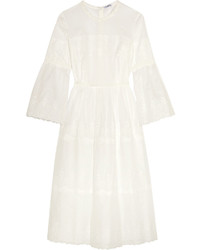 Vilshenko Sally Embroidered Cotton Midi Dress Ivory