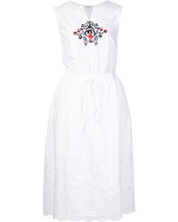 Suno Embroidered Neckline Flared Dress