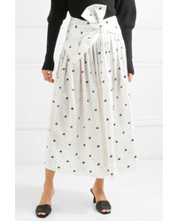 Ulla Johnson Agl Bow Detailed Embroidered Taffeta Midi Skirt